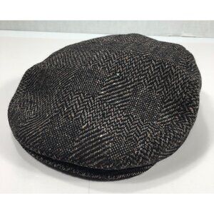 Croft & Barrow Men's Newsboy Cap Wool Herringbone Black Gray Polyester Lining